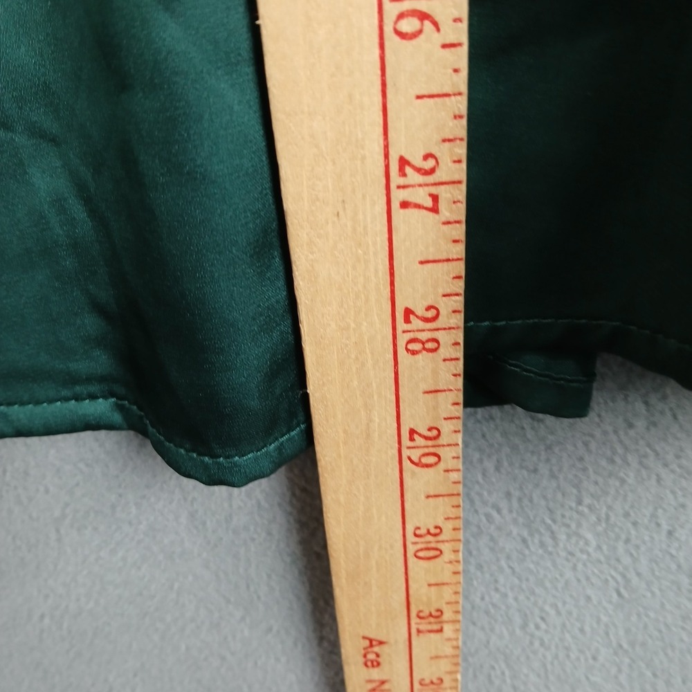 Allegra K Shirt Womens XL Dark Green Collared Puff Sleeve Button Front Casual - Picture 8 of 8